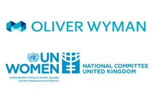 oliver wyman and UN Women logos, rising star champion