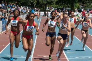 female athletes in the relay